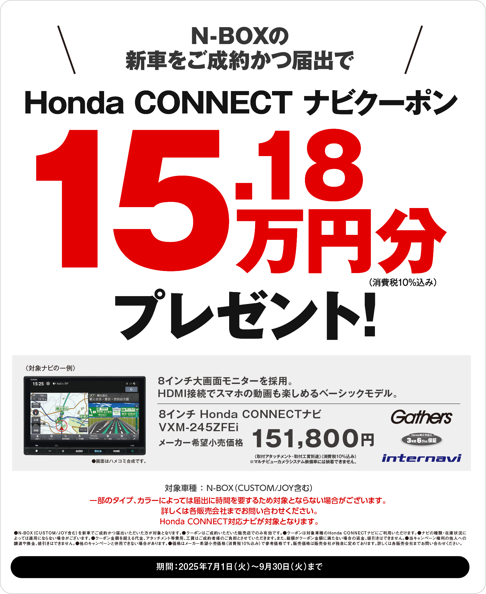 Honda CONNECT ナビクーポン プレゼント