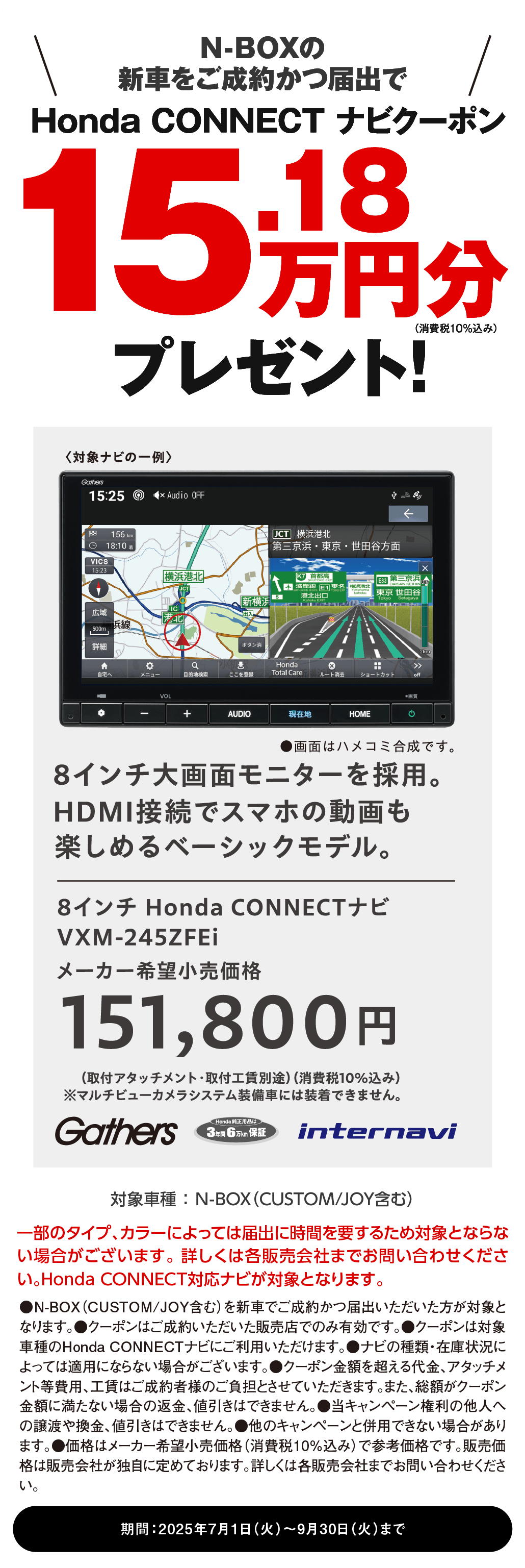 Honda CONNECT ナビクーポン プレゼント