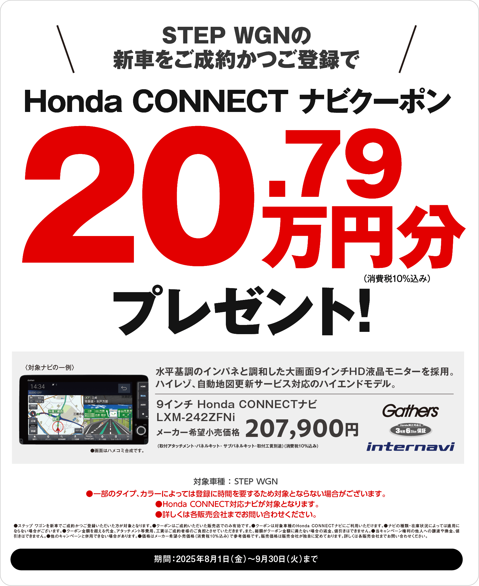 Honda CONNECT ナビクーポン プレゼント