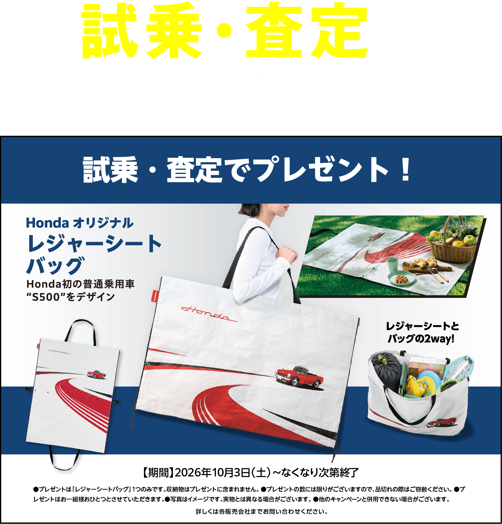 Hondaオリジナルレジャーシートバッグプレゼント