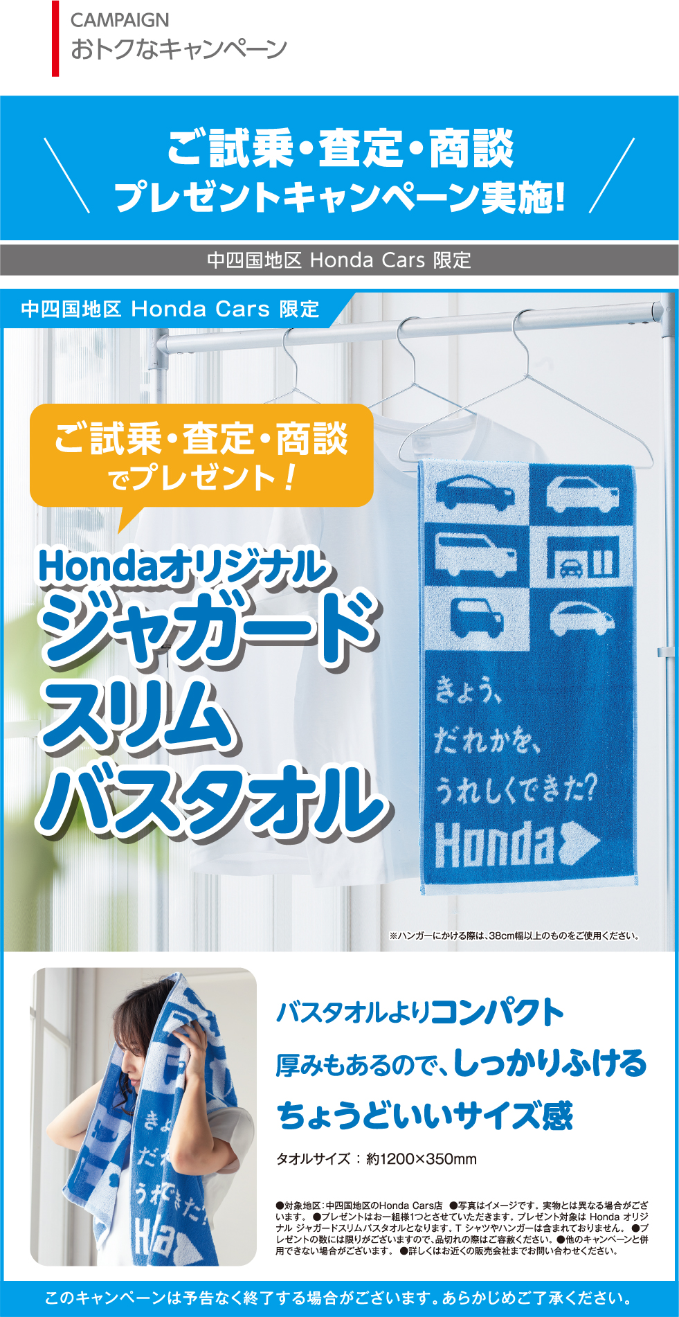 ご試乗・査定・商談Hondaオリジナルフェルト収納プレゼント